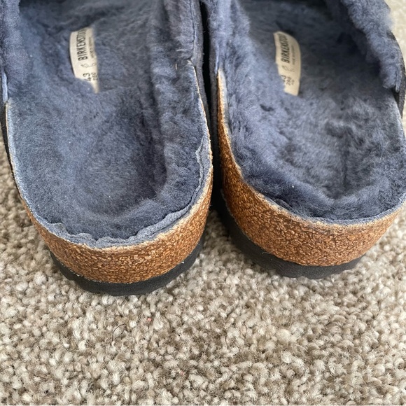 Birkenstock Arizona shearling lined sandals men’s size 10 blue Nubuck Leather - Picture 6 of 11